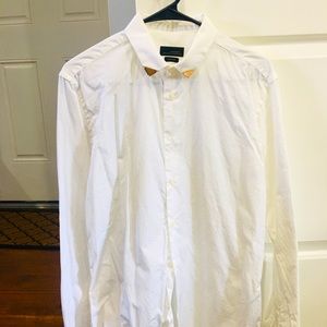 Zara white dress shirt w/ metal collar - slim fit